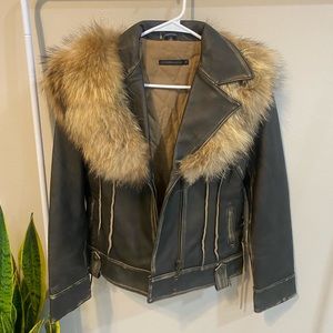 Rudsak Brown Leather Fur Jacket | Small